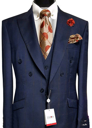 Open image in slideshow, Involved Blue/Rust Windowpane - Size 54
