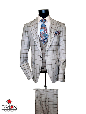 Open image in slideshow, Tan with Brown Windowpane
